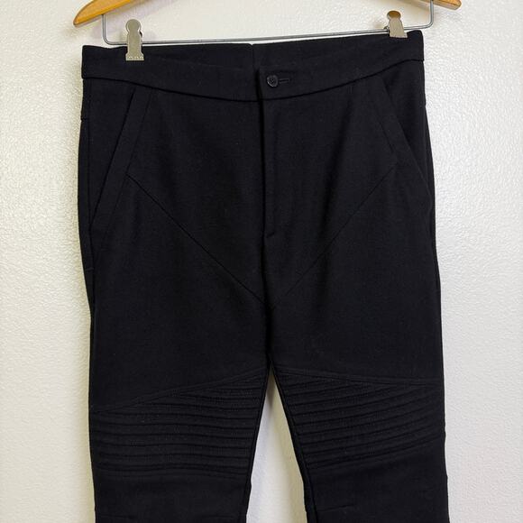 Givenchy Trouser Pants Womens 44 Black Wool Cashmere Moto Taper Ankle Zip Italy - Picture 6 of 11